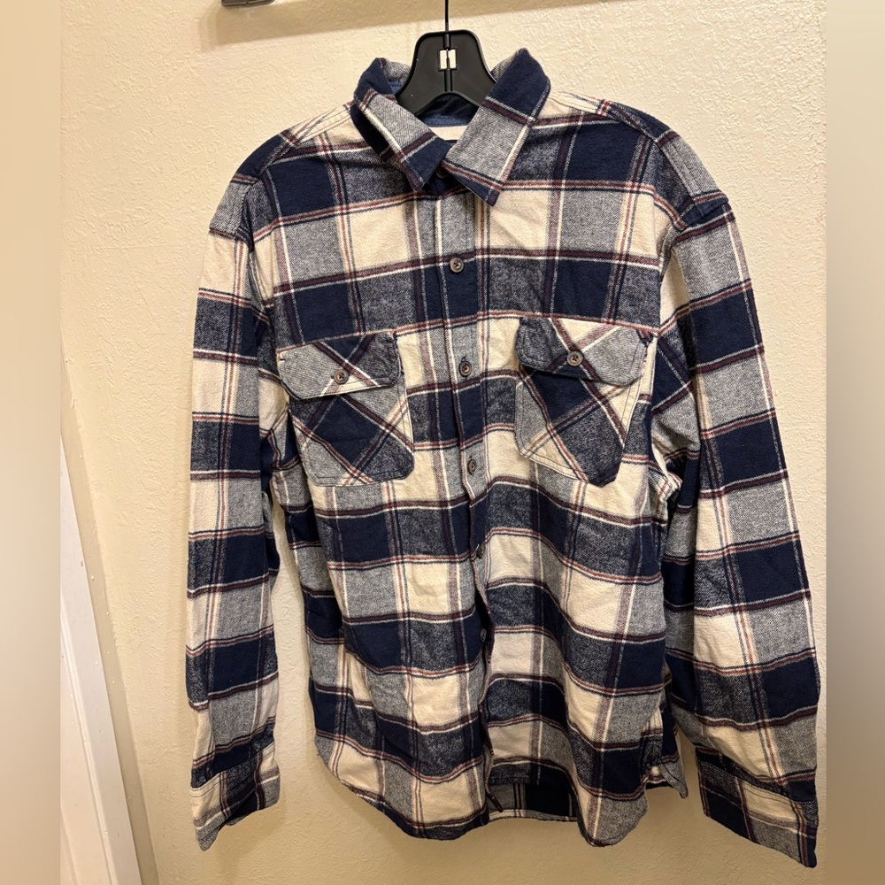 Jacob Men's Blue and White Plaid Shirt Jacket